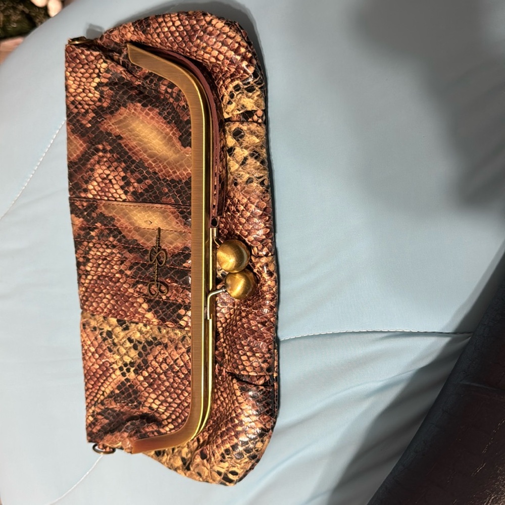 Jessica Simpson snake print clutch